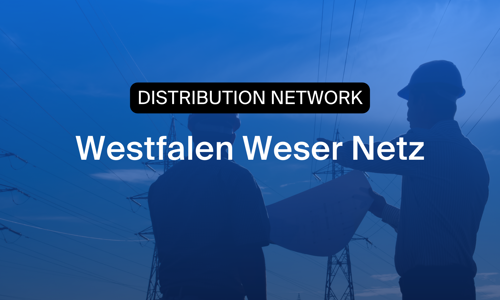 Silhouettes of technicians working in the power distribution network with the Westfalen Weser Netz branding, illustrating how the company enhances time tracking, HR controlling and workforce scheduling using Timegrip.