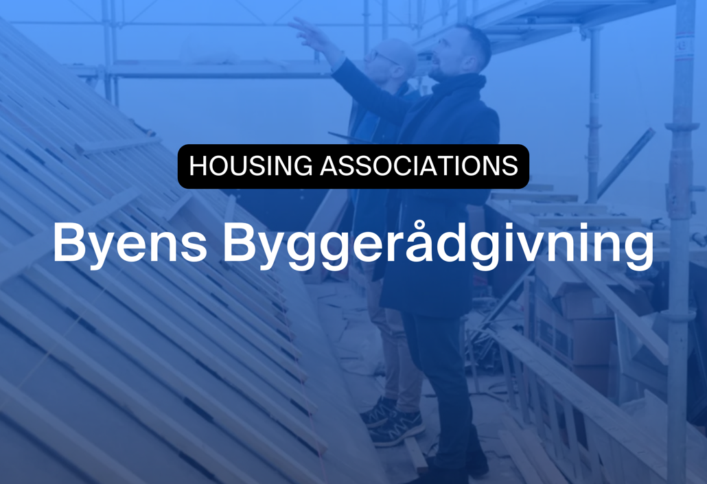 Housing project supervisors coordinating field visits and task-based time tracking at Byens Byggerådgivning.